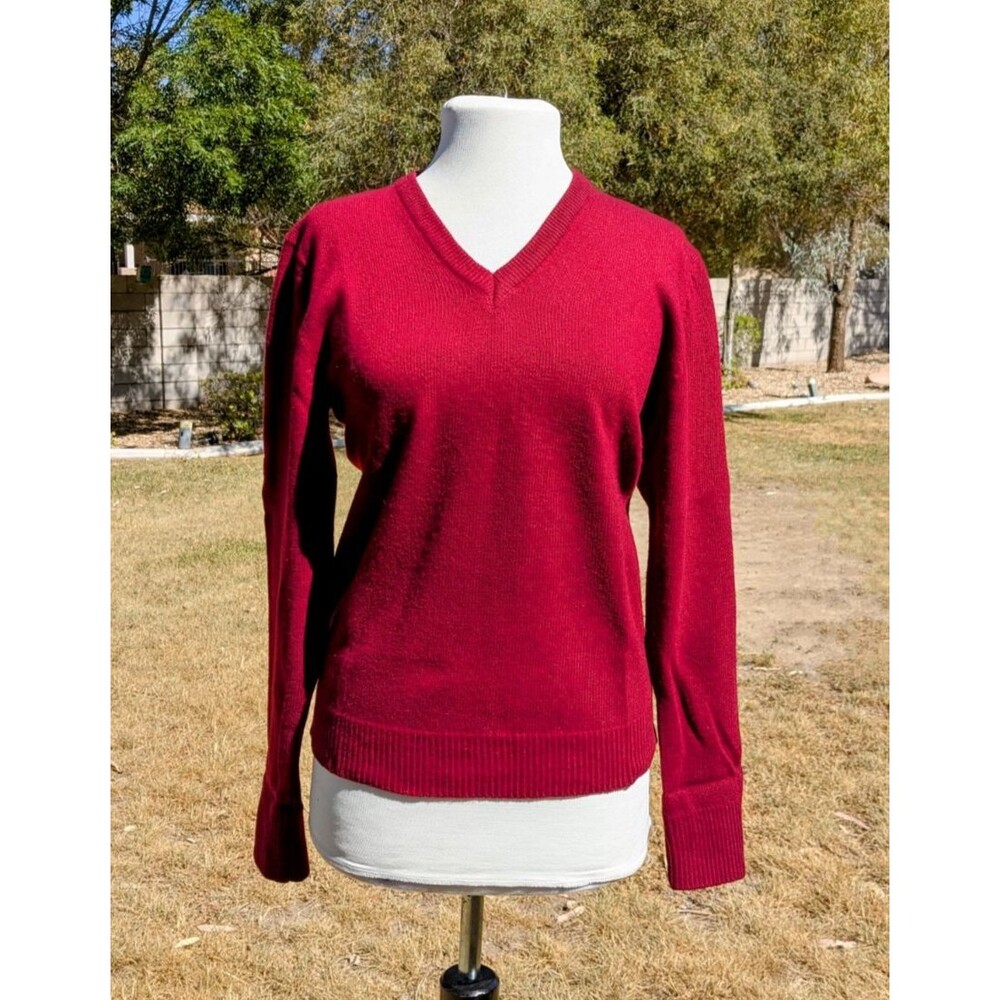 Vintage Peters V-neck Burgundy L/S Pullover 100% Cashmere  Sweater Shirt NOS